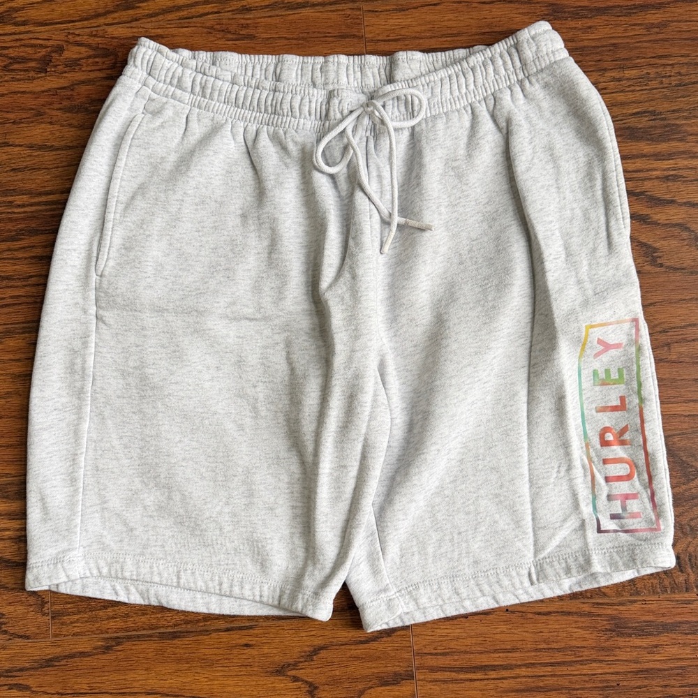 Hurley Light Gray Shorts with Multicolor Logo